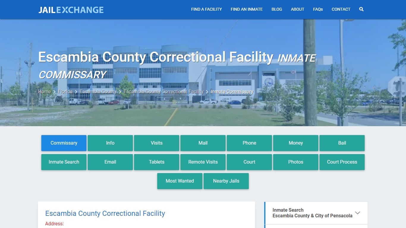Escambia County Correctional Facility Inmate Commissary - Jail Exchange